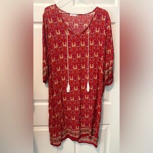 Red Patterned Women's Tunic